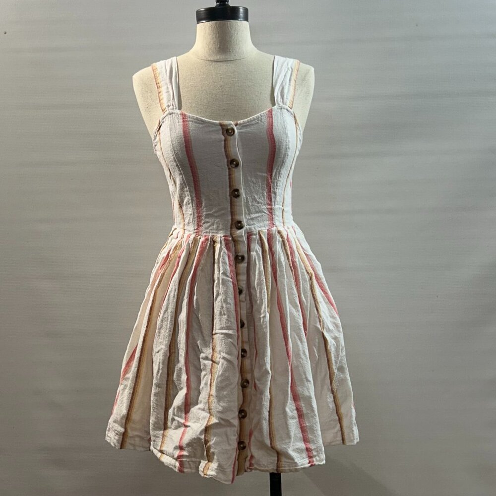 Roxy Sunlit Twist striped button-front mini dress Size XS